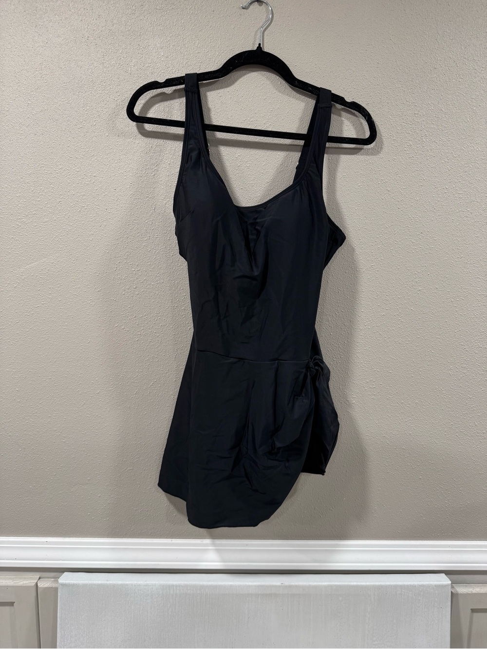 NWT Black Tik Tok Viral One-Piece Swimdress with Side Tie - Picture 2 of 6